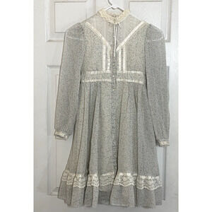 Vtg Gunne Sax Jeune’s Filles by Jessica Long Sleeve Floral Lace Dress Size 8